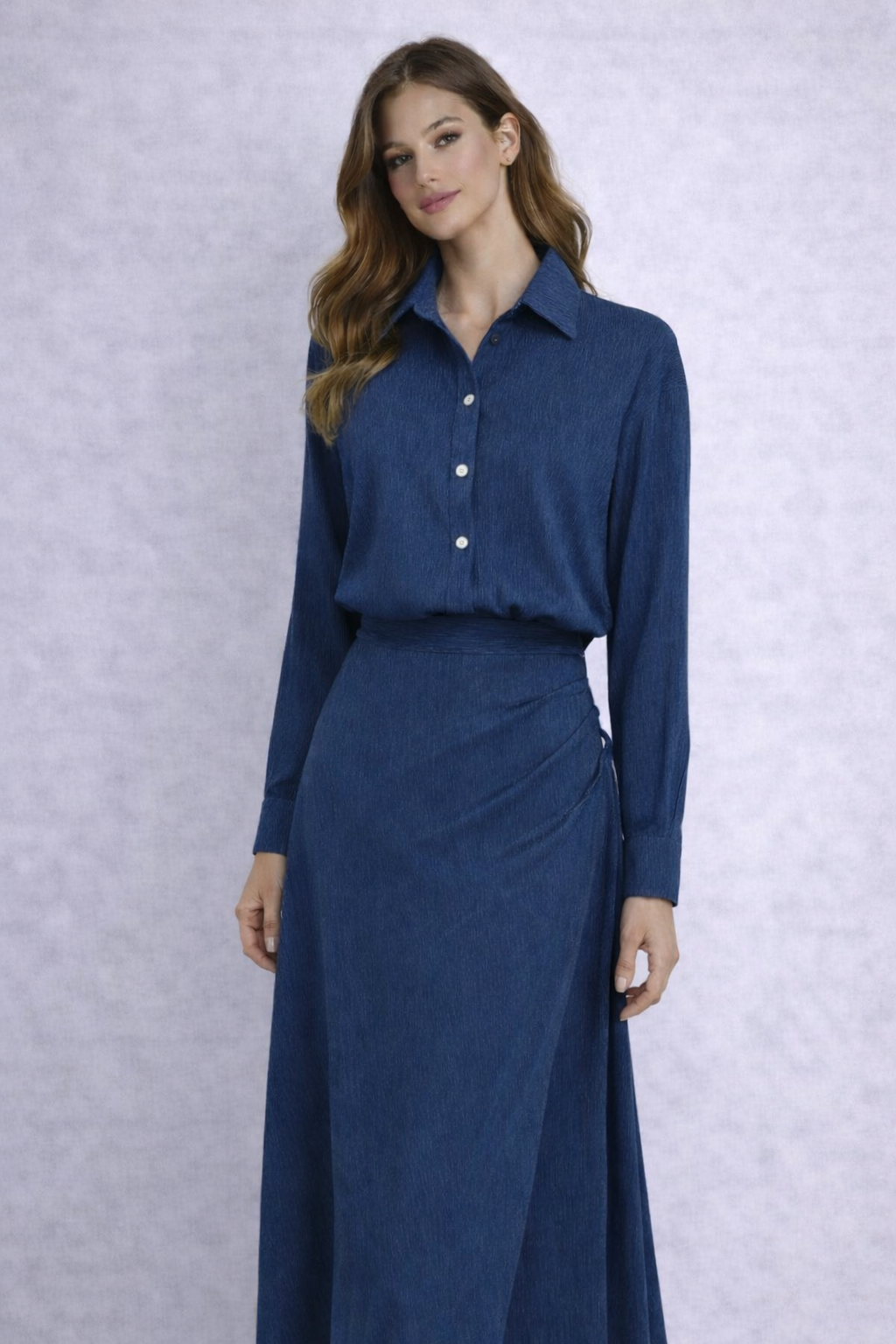 Camisa y Falda Cielo Maxi | Traje Completo