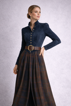 Edurne – Maxi Dress in Blue Suede