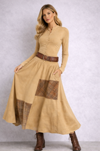 Azucena — Suede Maxi Dress with Belt