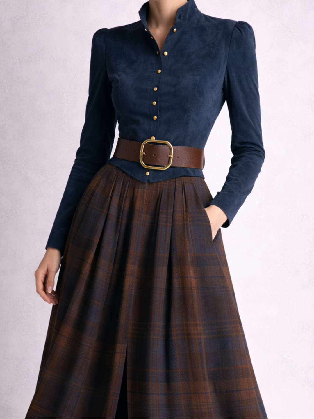 Edurne | Vestido Maxi en Ante Azul