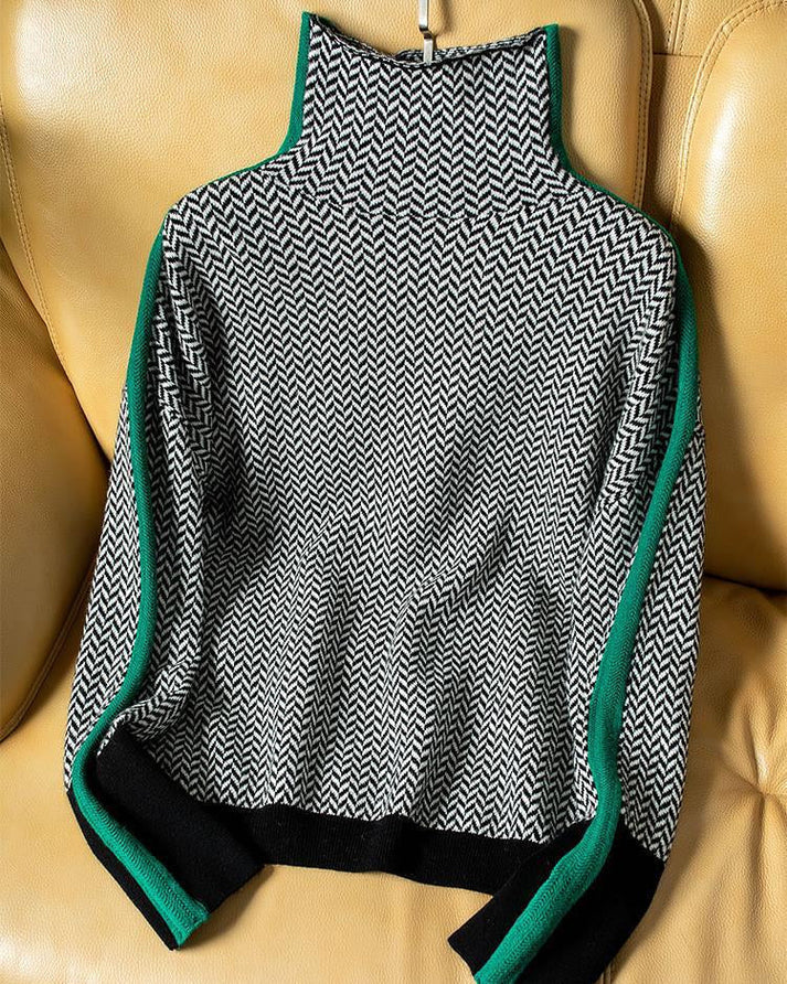 Amaya GeoKnit – Suéter de Cuello Alto