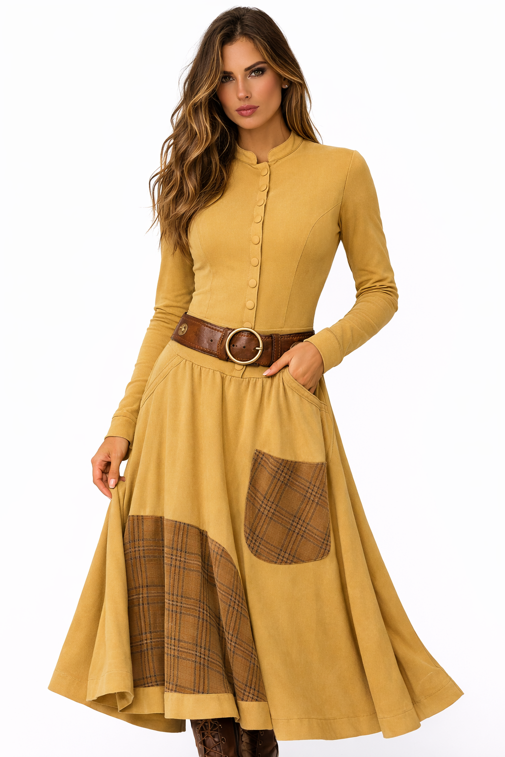 Azucena Maxi de Ante con Cinturón | Vestido